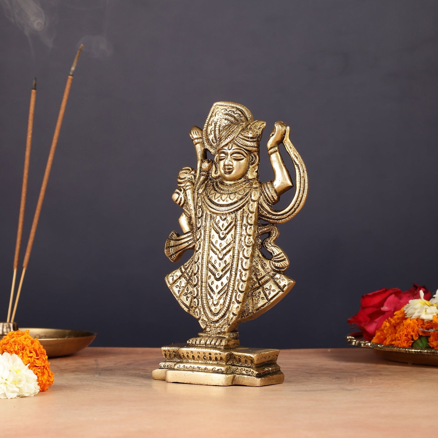 Pure Brass Nathdwara Shreenath Ji Idol 7"