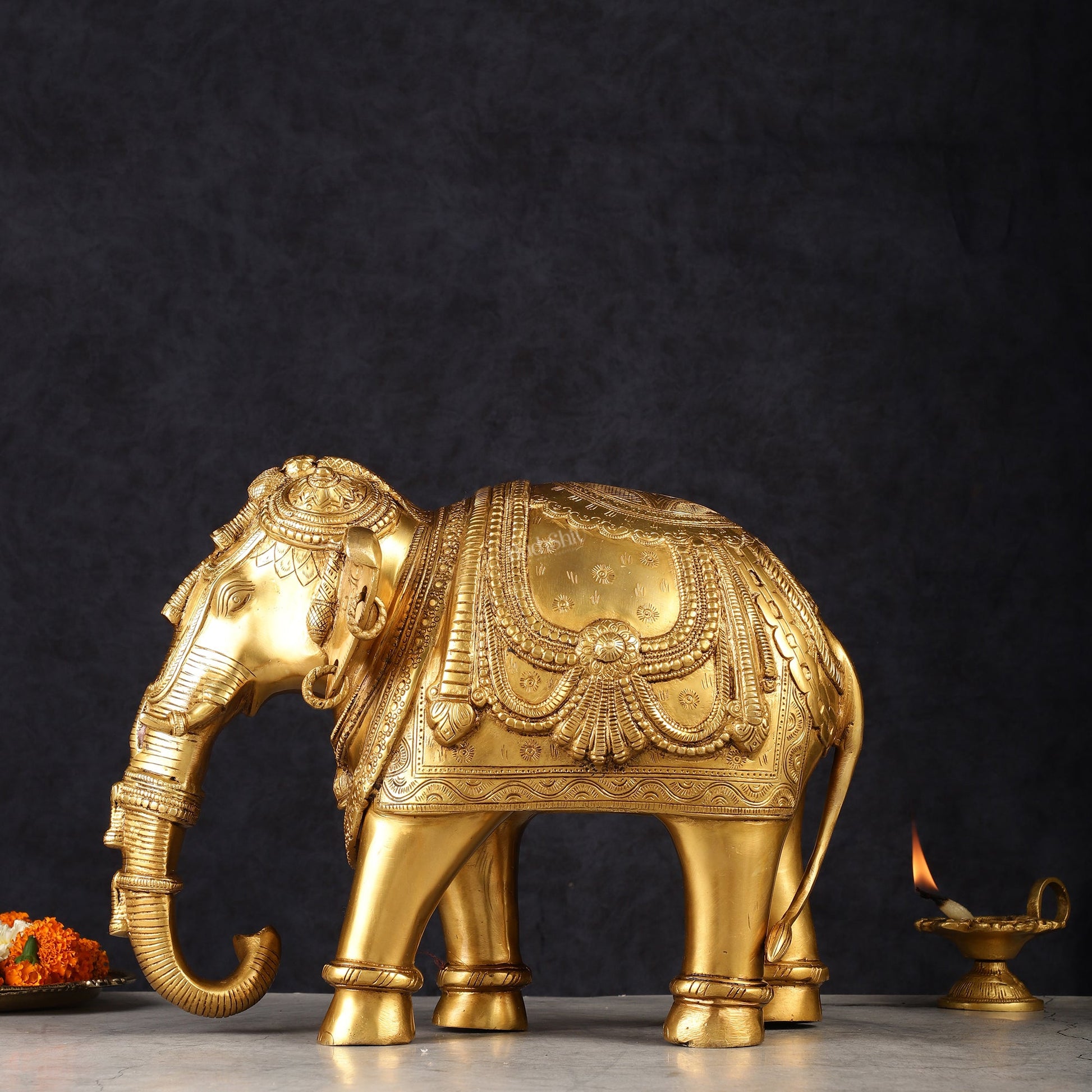 Beautiful Brass Elephant Statue 12.5"