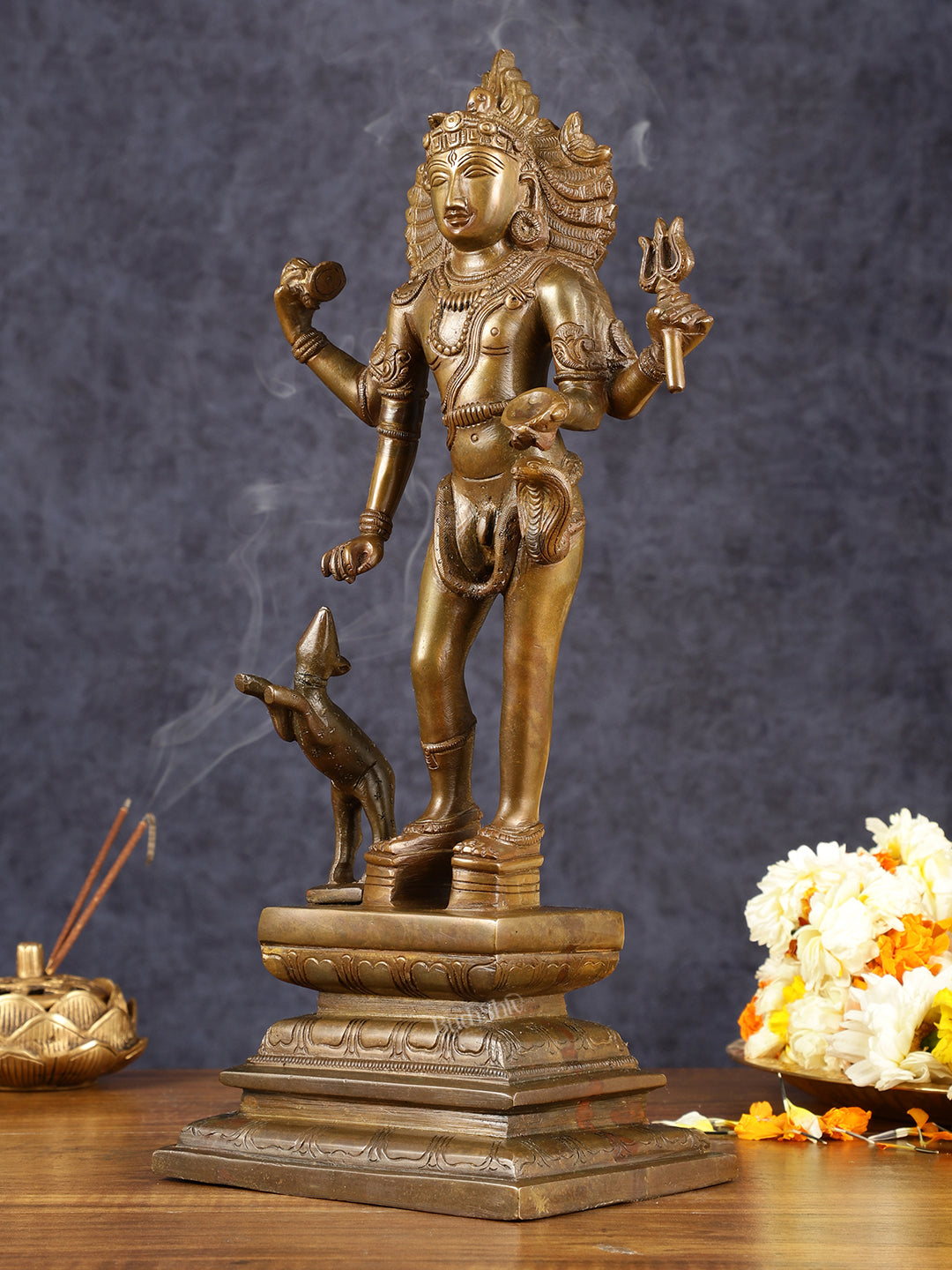 Bhikshasthana Shiva Kaal Bhairava Brass Statue | Height: 14.5 inch