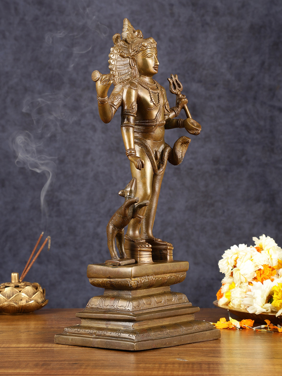 Bhikshasthana Shiva Kaal Bhairava Brass Statue | Height: 14.5 inch