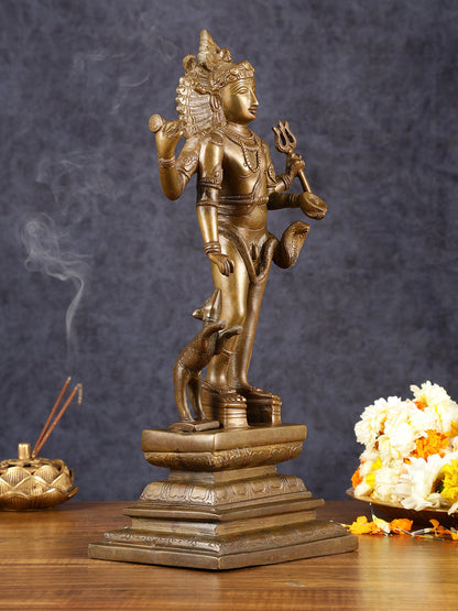 Bhikshasthana Shiva Kaal Bhairava Brass Statue | Height: 14.5 inch