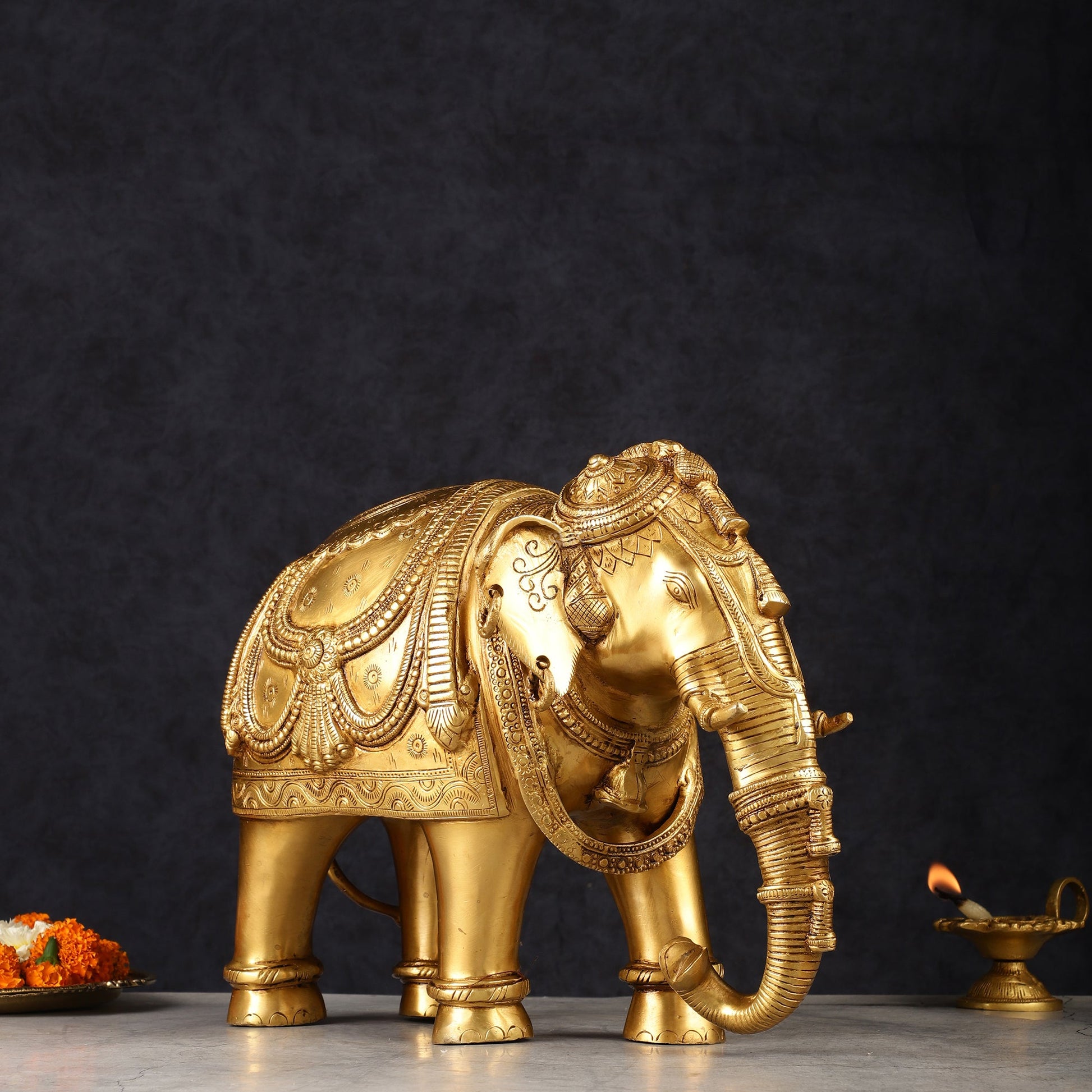 Beautiful Brass Elephant Statue 12.5"