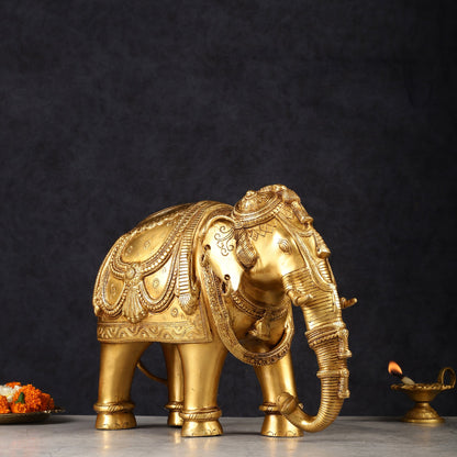 Beautiful Brass Elephant Statue 12.5"