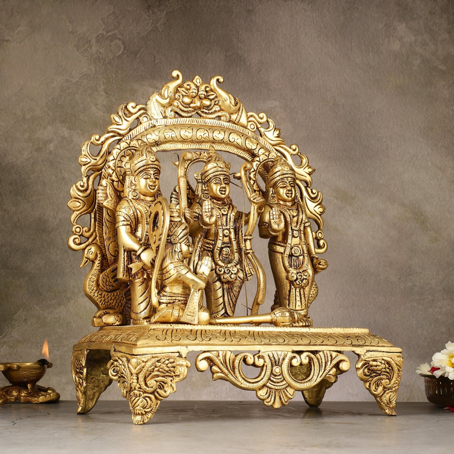 Brass Superfine Ram Darbar - Majestic 13-Inch Sculpture