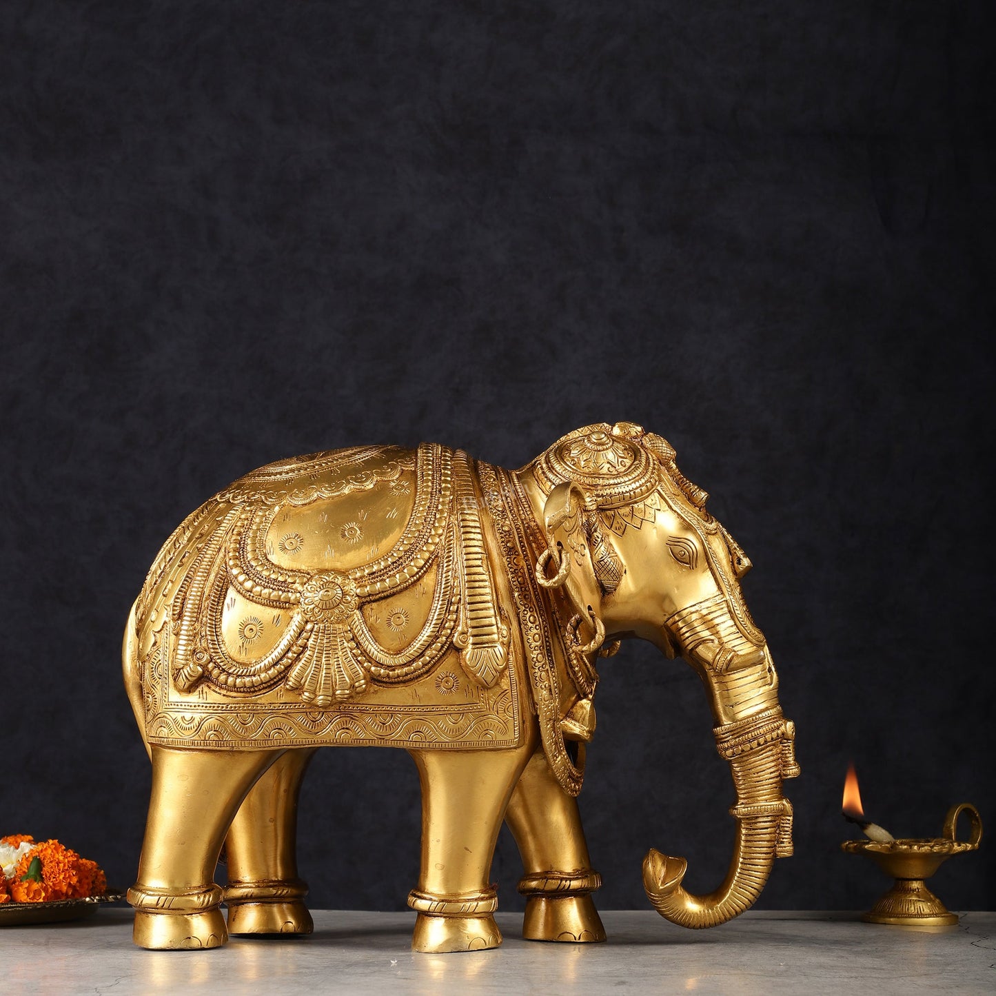 Beautiful Brass Elephant Statue 12.5"