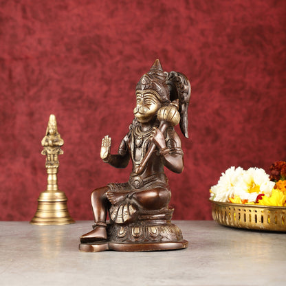 Pure Brass Handcrafted lord Hanuman Idol - 8" antique chola
