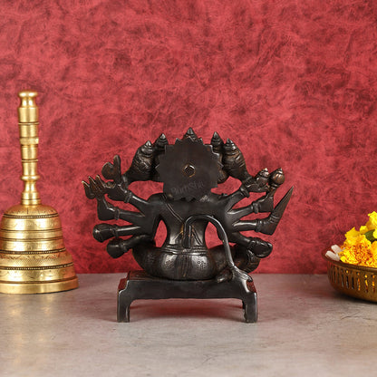 Pure Brass Black Panchmukhi Hanuman Idol - Superfine 6.5"