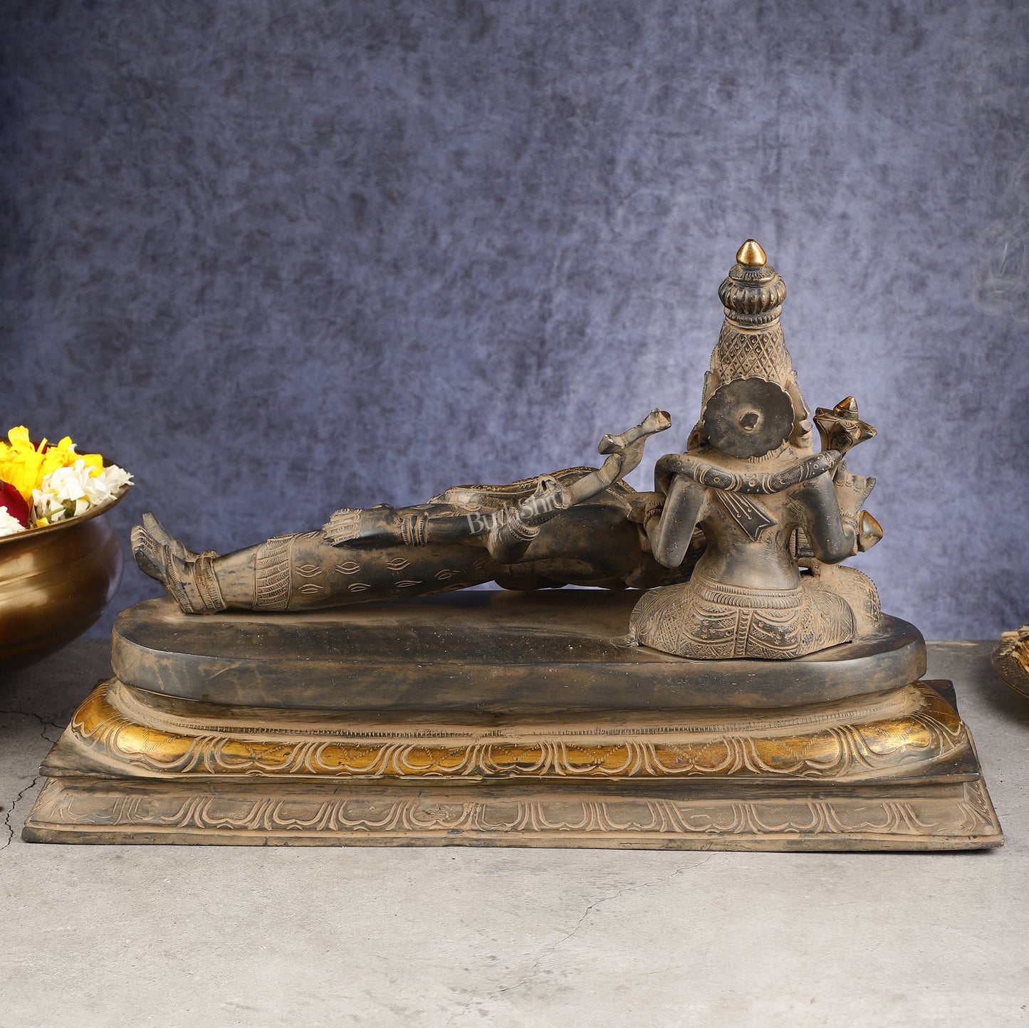 Rare Brass Lord Shiva Resting on parvatis lap statue 17.5 inch wide