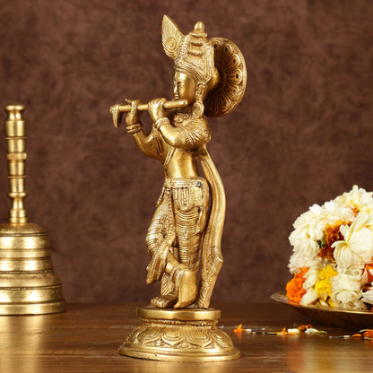 Murlidhari Krishna Idol 9.5" antique finish