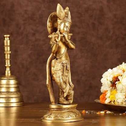 Murlidhari Krishna Idol 9.5" antique finish