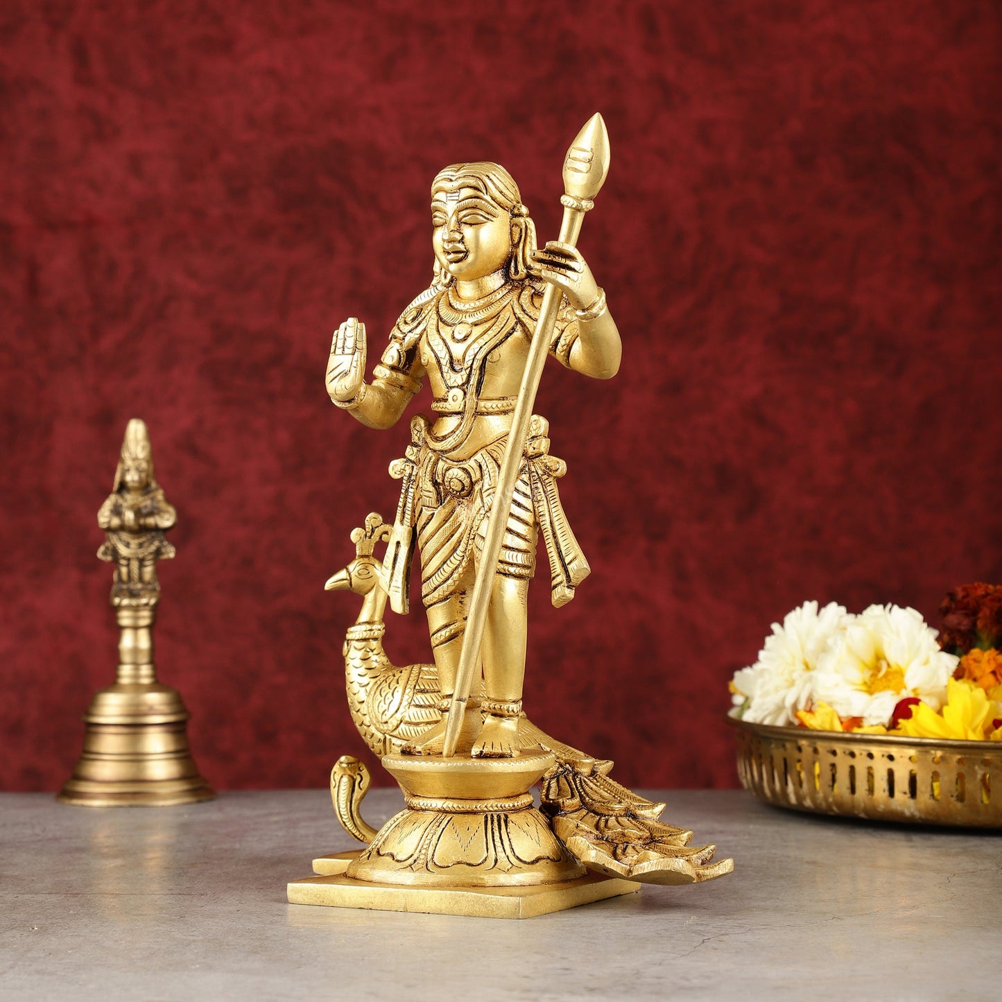 Pure Superfine Brass Raja Murugan Kumaraswamy Idol - 8.75"