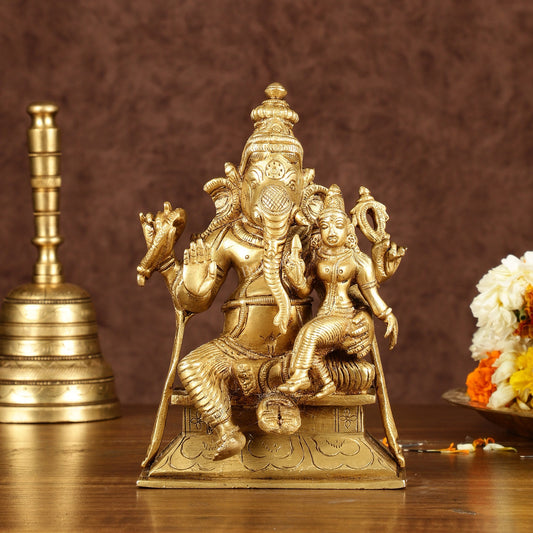 Brass Siddhi Ganesha Uchista Ganapati Murti | Height: 7 inch