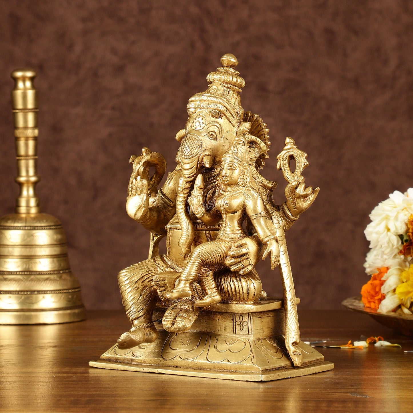 Brass Siddhi Ganesha Uchista Ganapati Murti | Height: 7 inch