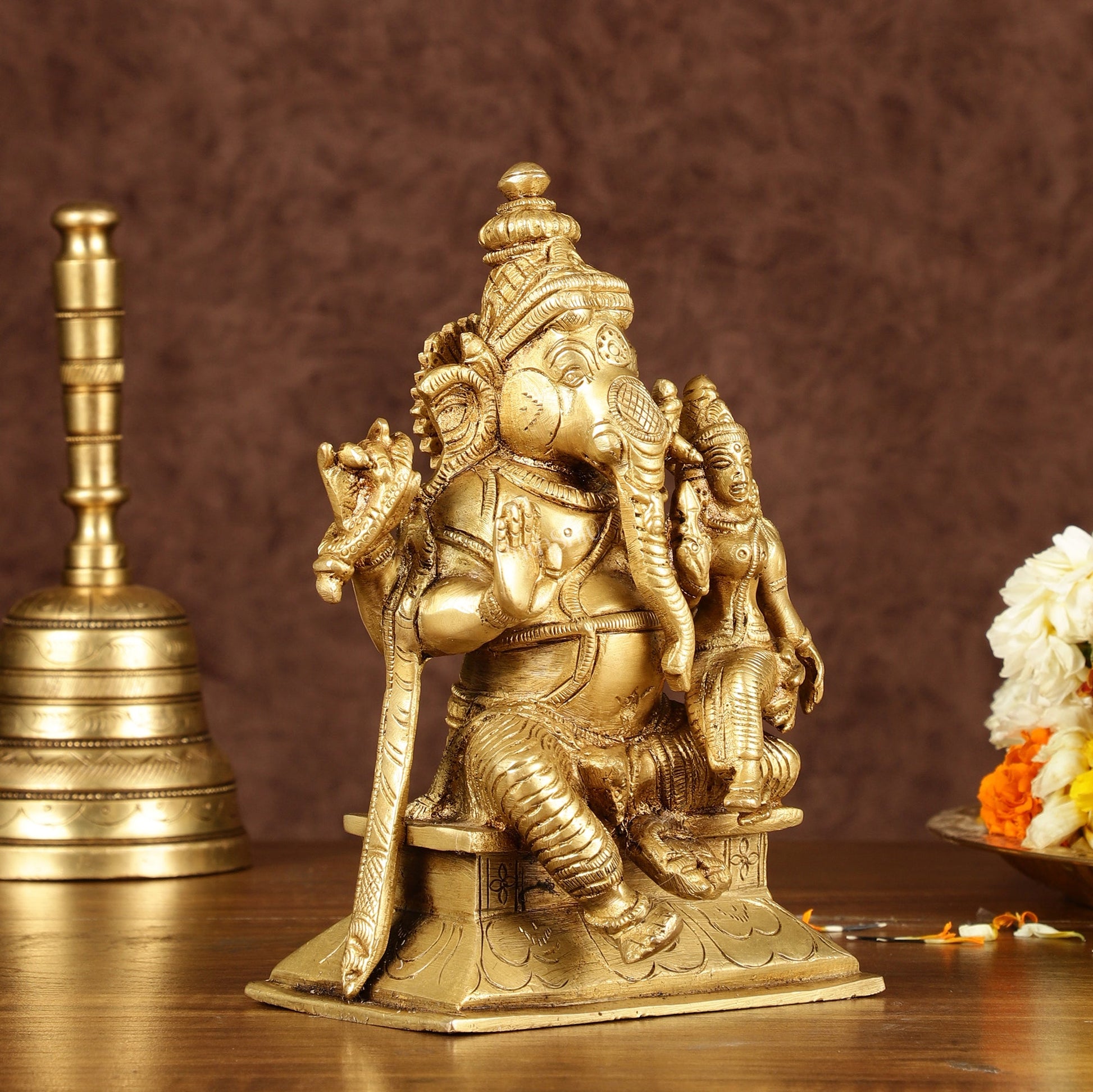 Brass Siddhi Ganesha Uchista Ganapati Murti | Height: 7 inch