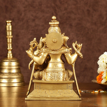 Brass Siddhi Ganesha Uchista Ganapati Murti | Height: 7 inch