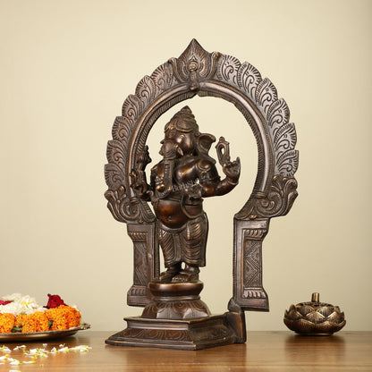 16" Brass Ganesha Standing Statue | Prabhaval Chola Style