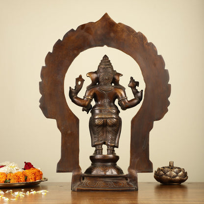 16" Brass Ganesha Standing Statue | Prabhaval Chola Style