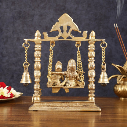 Pure Brass Radha Krishna Swing Idol - 10" Height