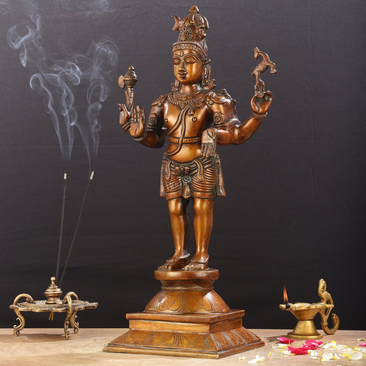 Brass Standing Shiva Pashupatinath Statue 18 inch