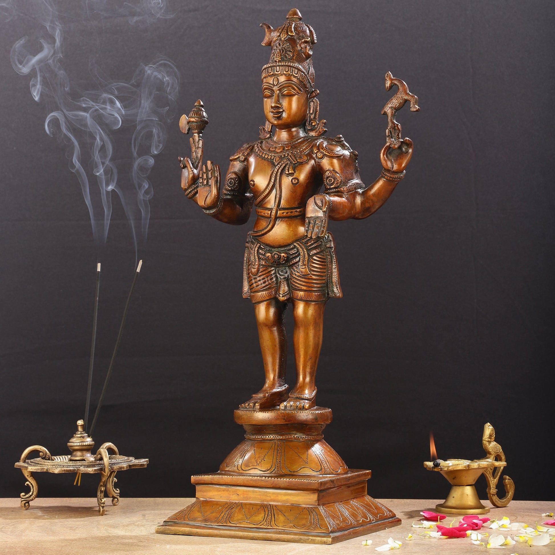 Brass Standing Shiva Pashupatinath Statue 18 inch
