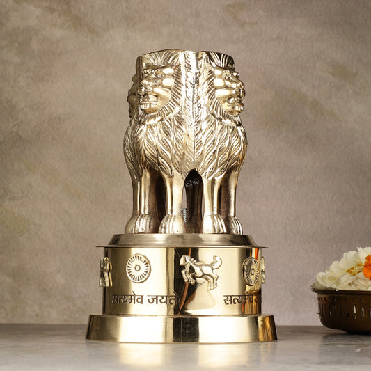 Brass Ashoka Lion Stambh Momento 8"