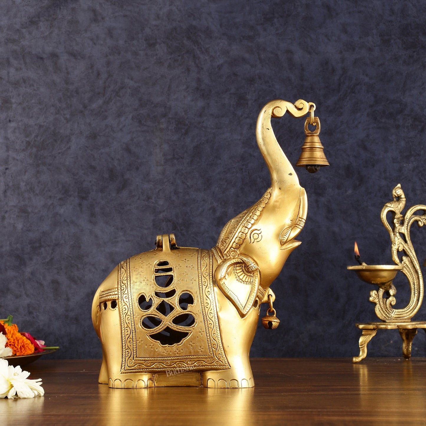 Pure Brass Elephant T light candle holder brass lamp 10.5"