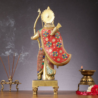 Brass Lord Rama Idol multicolour stonework | 18"