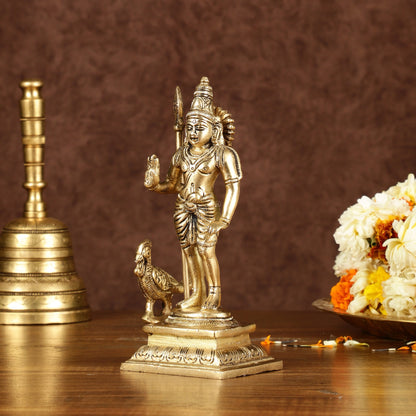 Pure Brass Superfine Lord Murugan Kartikeya Idol Height: 7 inch