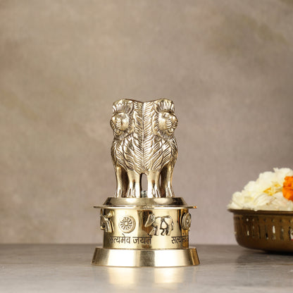 Brass Ashoka Lion Stambh Momento 6"