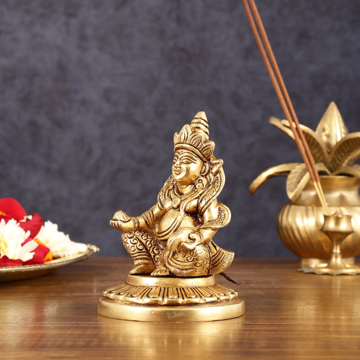 Brass Superfine Lord Kubera Idol - 4.5" Height