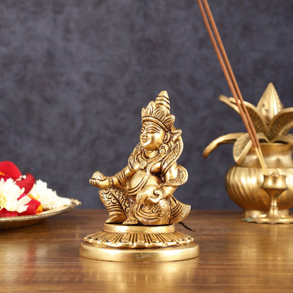 Brass Superfine Lord Kubera Idol - 4.5" Height