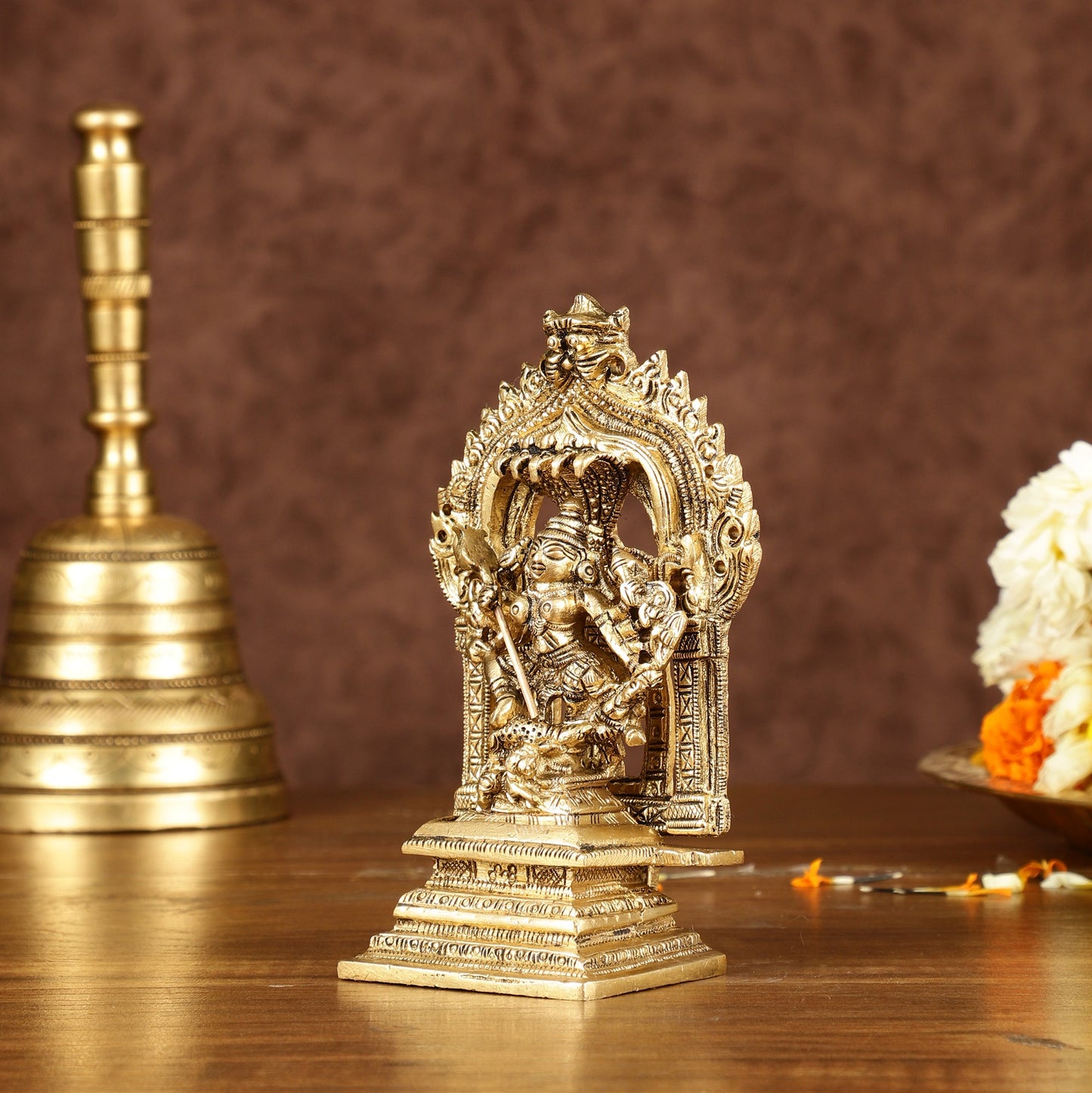 Brass Mahishasur Mardini durga Small Idol | Height: 5.5 inch