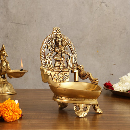 Superfine Brass Varahi Vilakku Oil Lamp Diya 7 inch