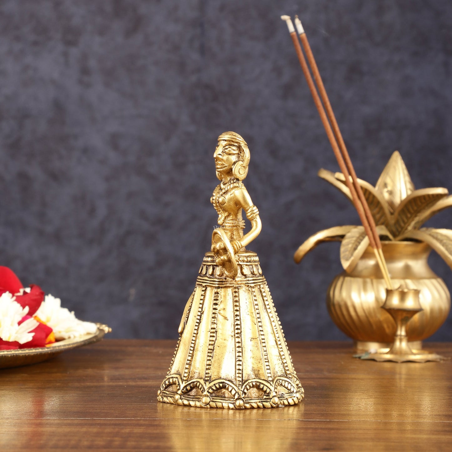 Pure Brass Unique Tribal Bell - 5.5" Height