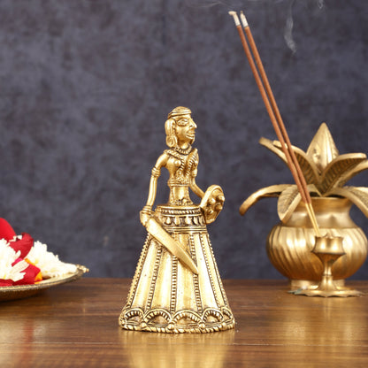 Pure Brass Unique Tribal Bell - 5.5" Height