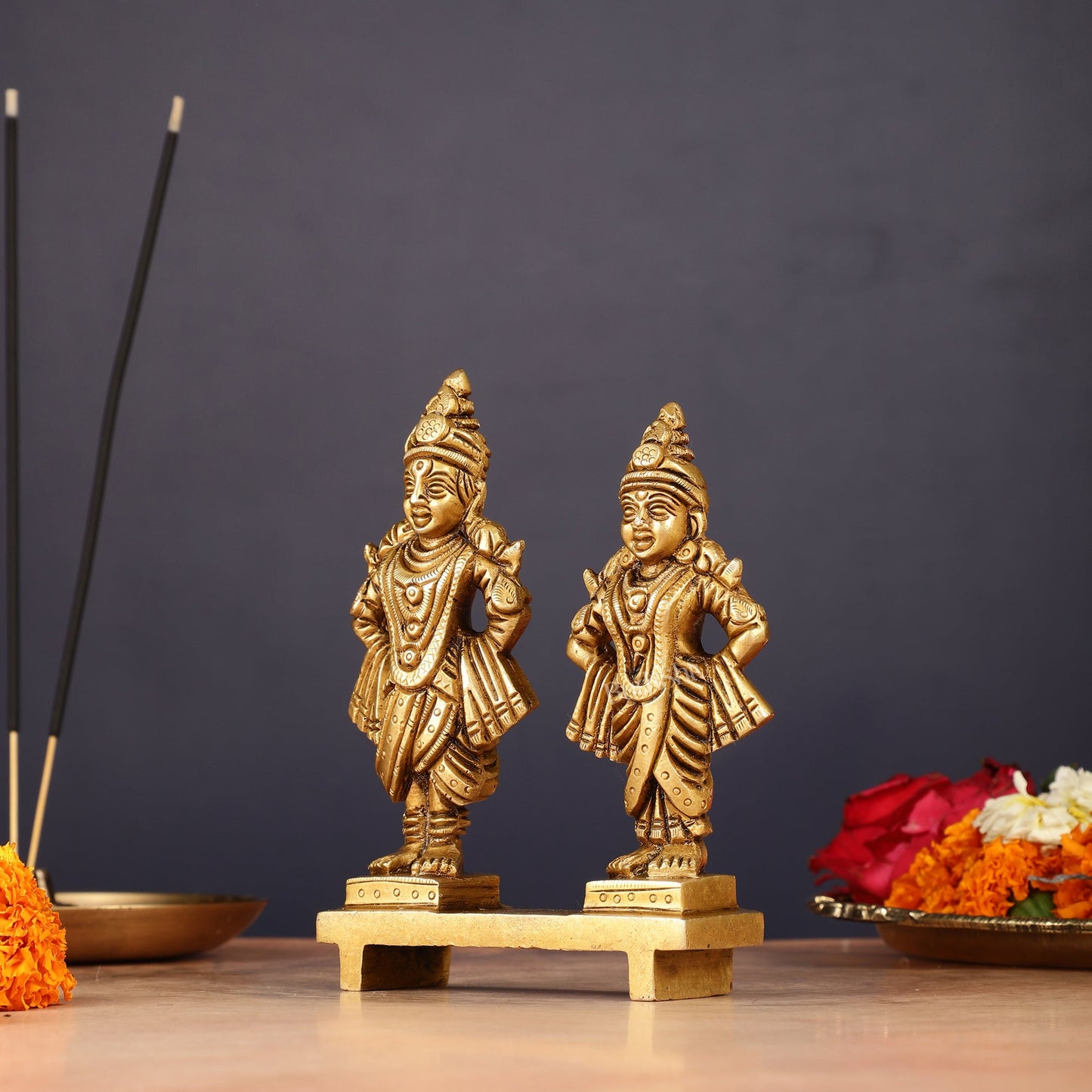 Pure Brass Vitthal Rukmani Idol 5"