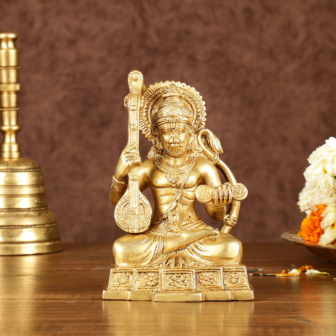 Unique Brass Bhajan Hanuman Idol | Height: 5.5 inch