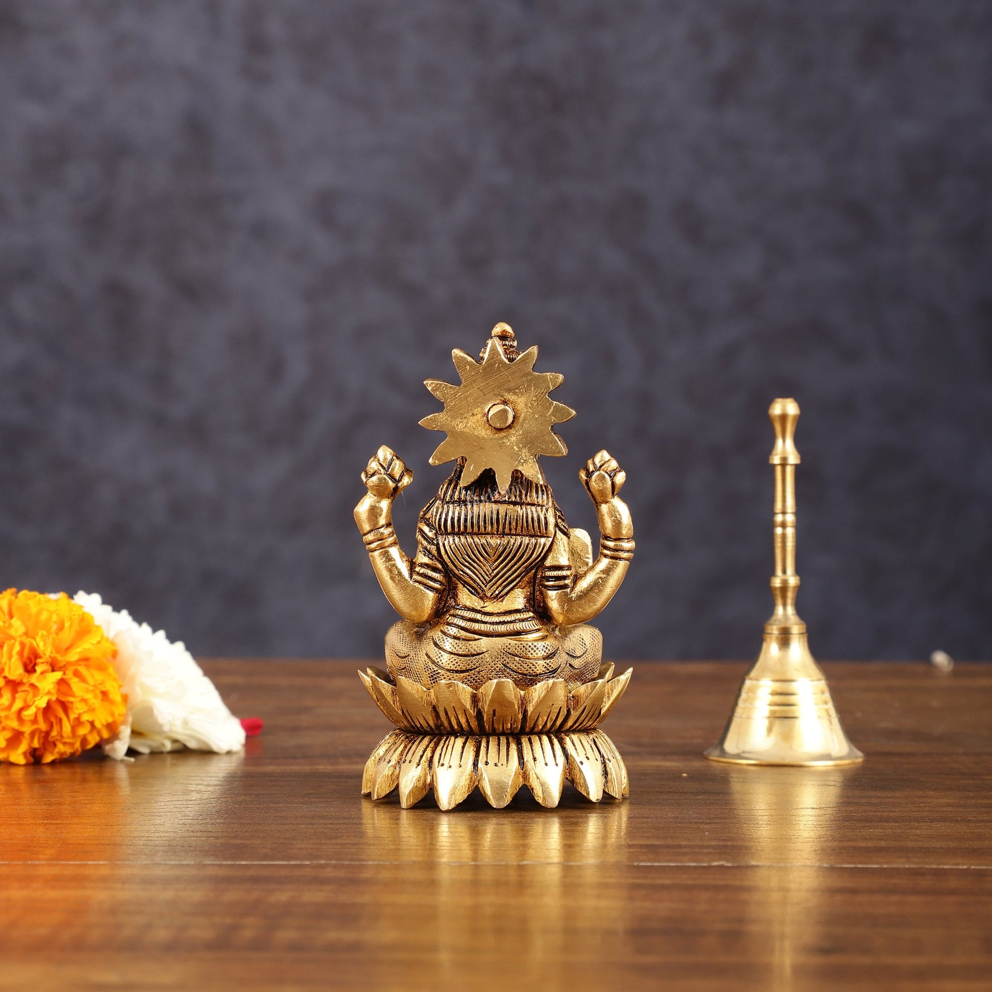 Pure Brass Lotus Lakshmi Superfine Idol - 4" Height