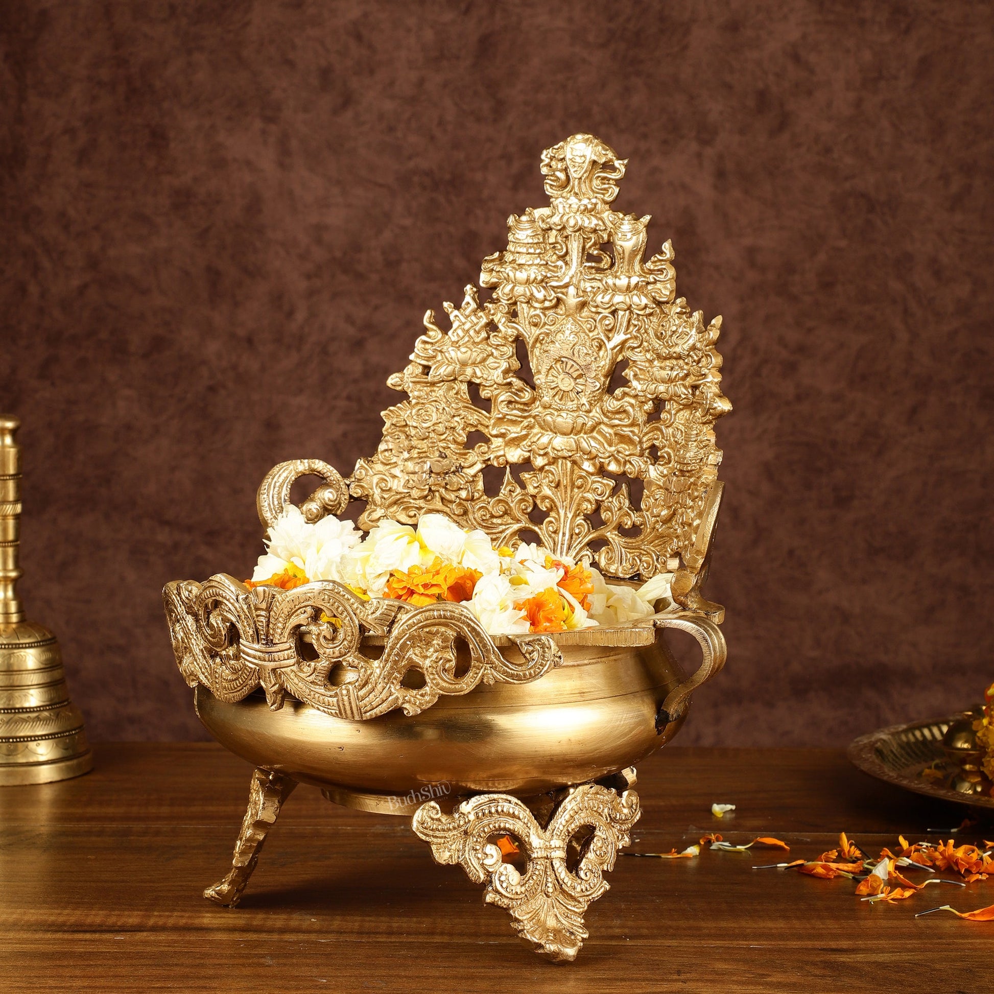 Pure Brass Urli Bowl Antique Style | 12 inch