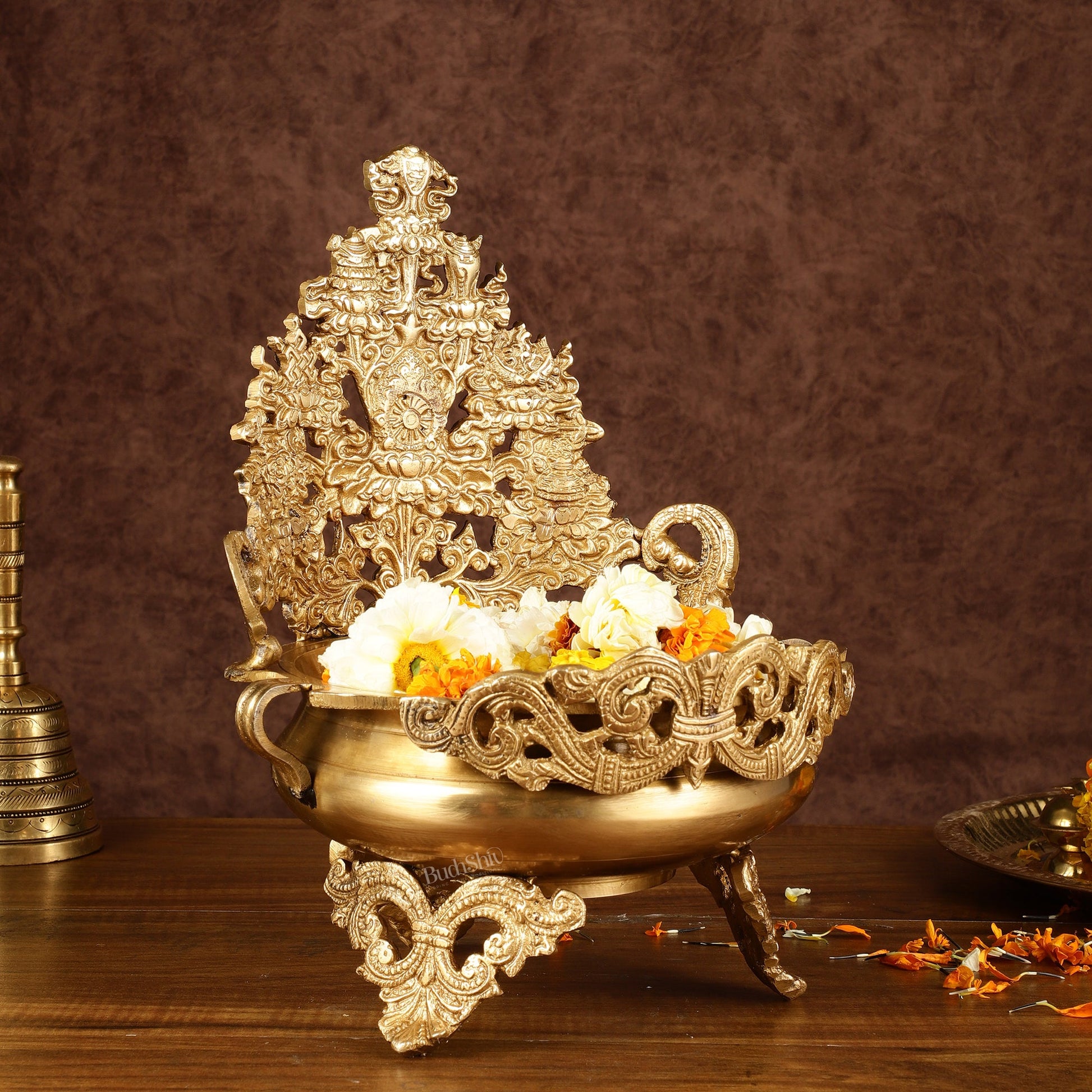 Pure Brass Urli Bowl Antique Style | 12 inch