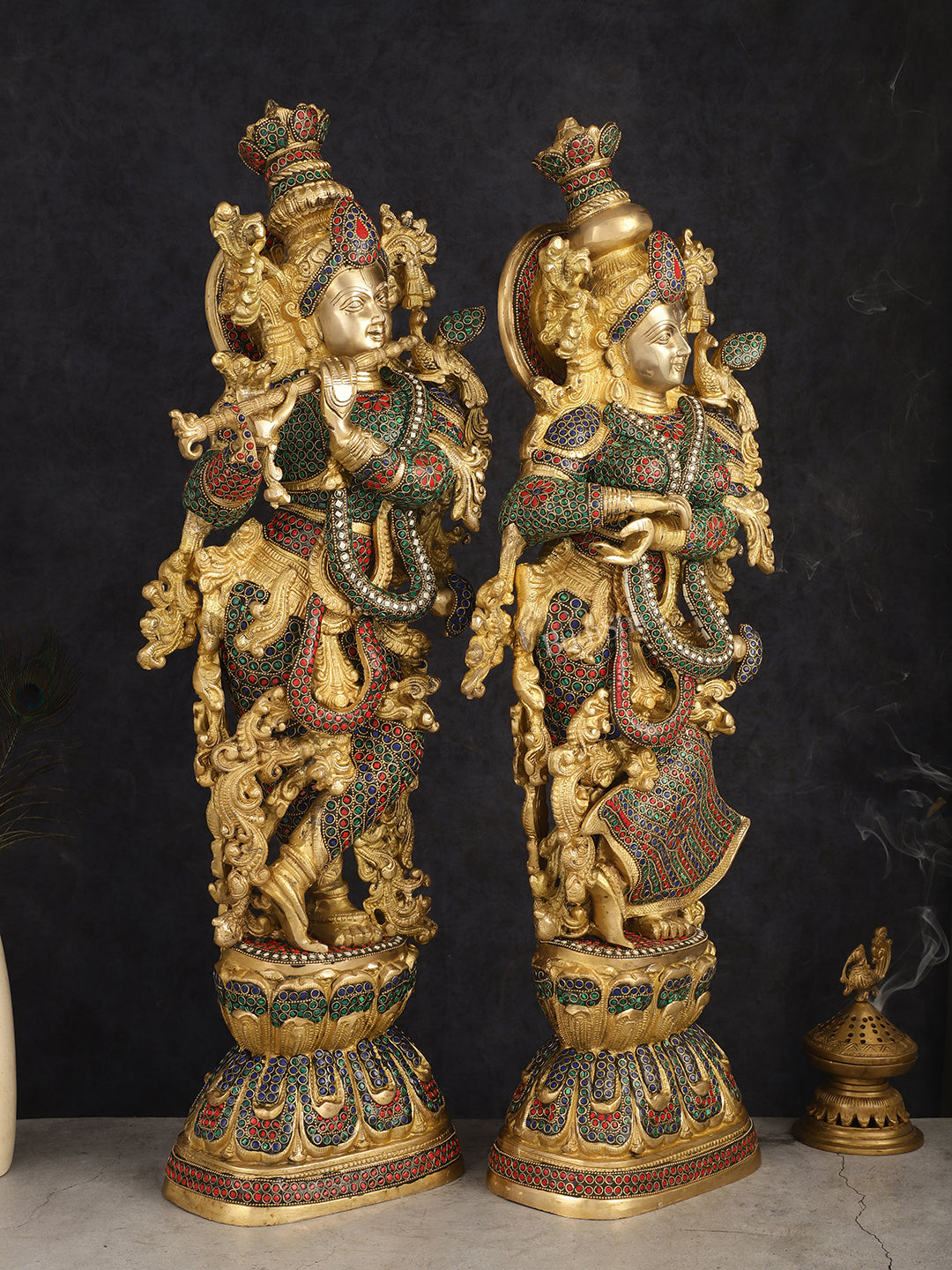 Handcrafted Brass Radha Krishna Idols 30"