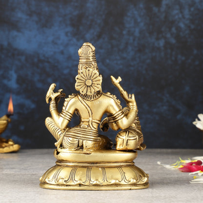 Pure Brass seated Ardhanarishwara with nandi idol 5"