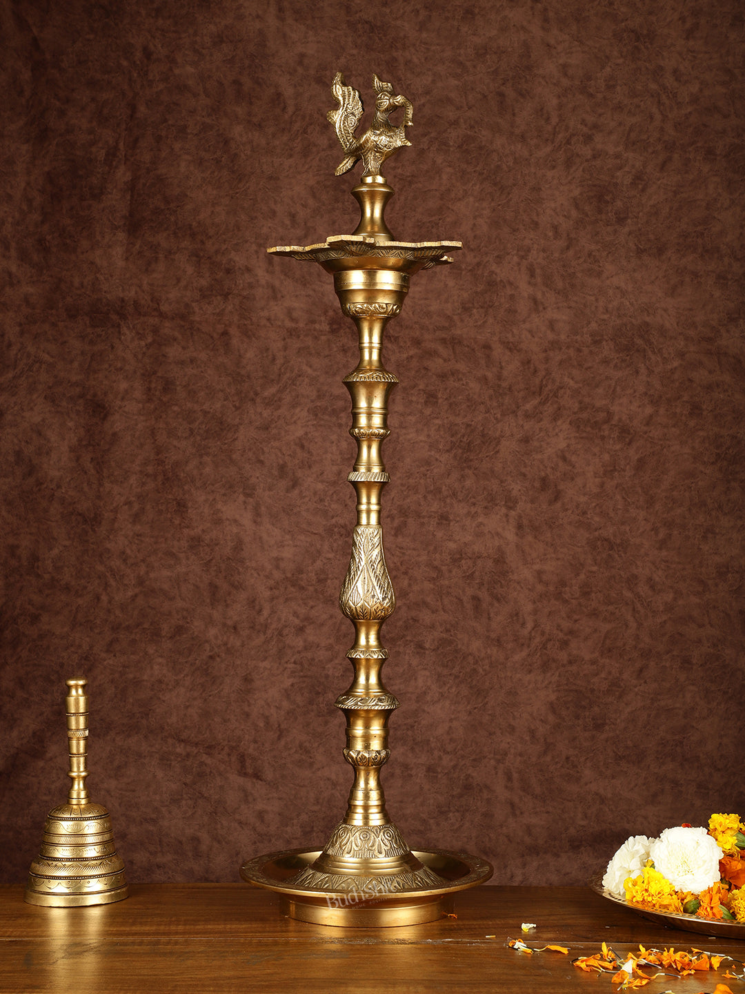 Brass Handmade Peacock Samai Inauguration Lamp 26"