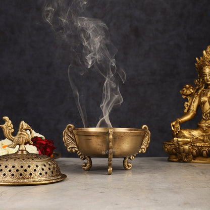 Pure Brass Peacock Loban Dhoop Burner 5"