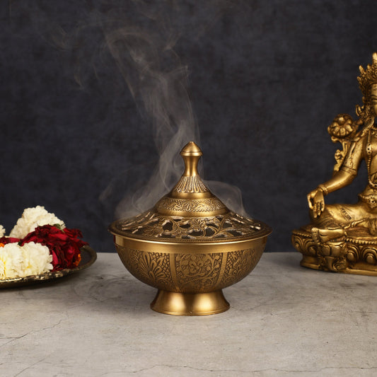 Brass Loban Daan Dhoop Daani 6"