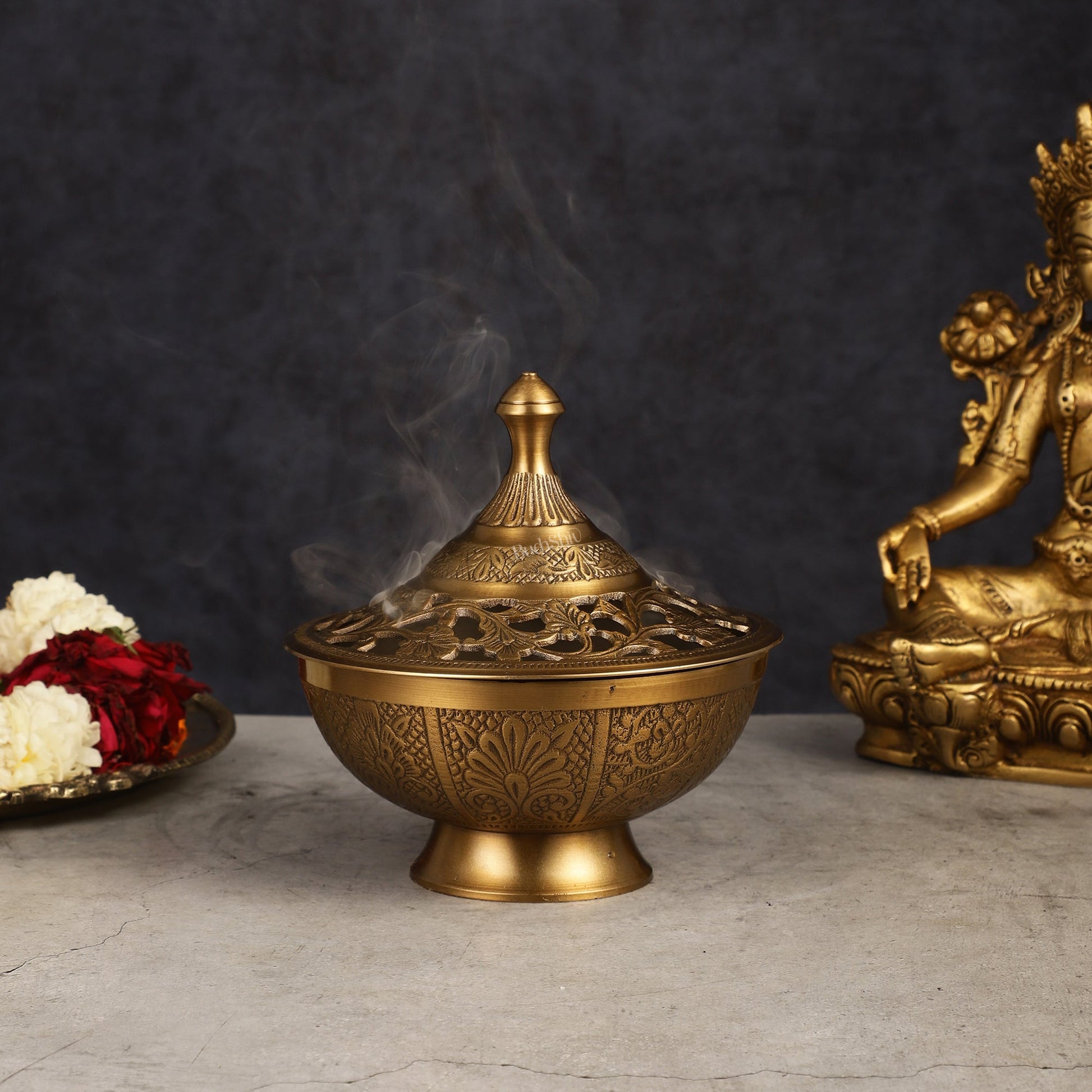 Brass Loban Daan Dhoop Daani 6"