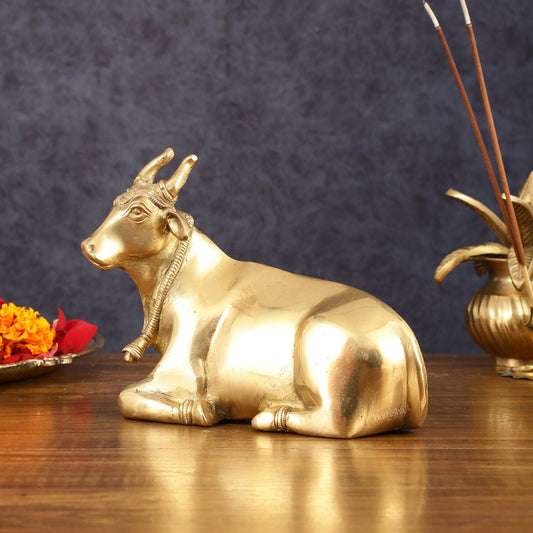 Pure Brass Sitting nandi Idol | 5.5"