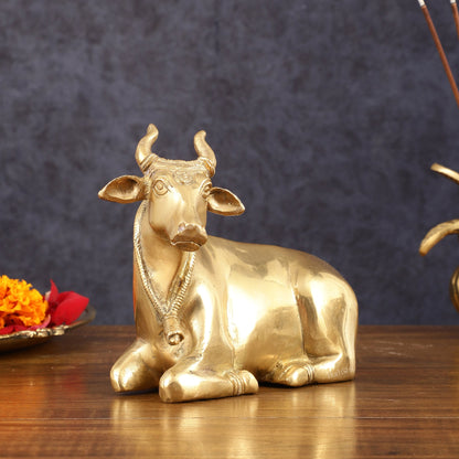 Pure Brass Sitting nandi Idol | 5.5"