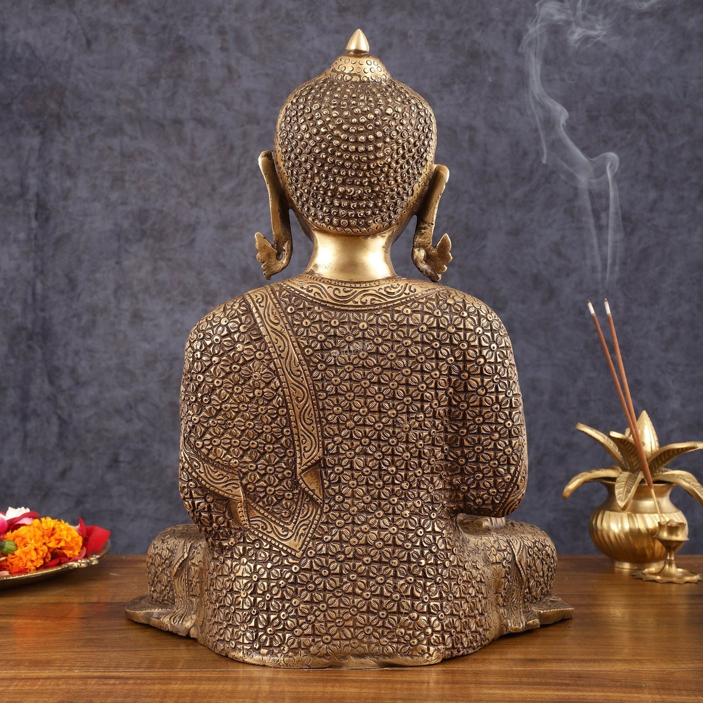 Brass Buddha Idol - 15" burnt brass finish