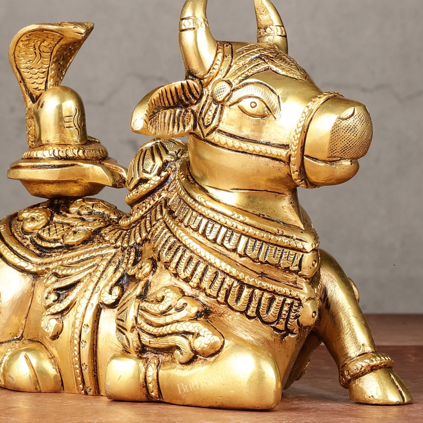 Brass Superfine Nandi with Shiv Ling Idol 8"